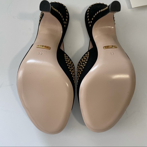 GUCCI Exaggerated point Crystal Suede Mules Black 37 7 glam era Renaissance - Picture 9 of 17